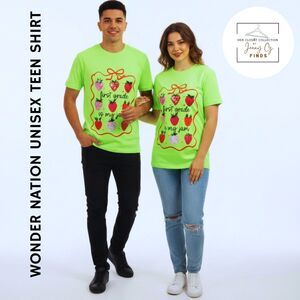 Wonder Nation Lime Green First Grade is My Jam Strawberry Unisex Teen Shirt XXL